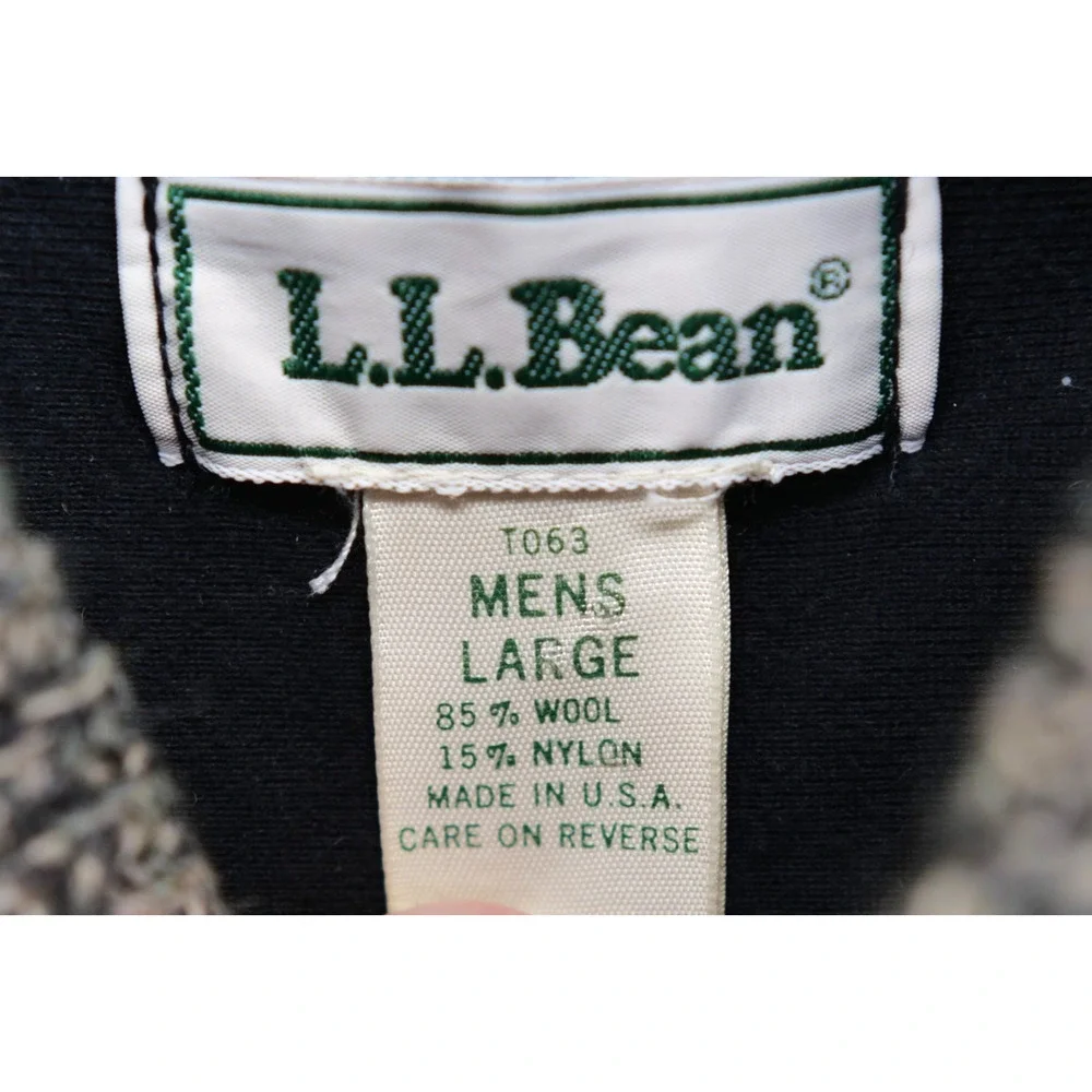 VTG Mens LL Bean Wool Sweater Knit Shoulder Patches Hunting Military USA L